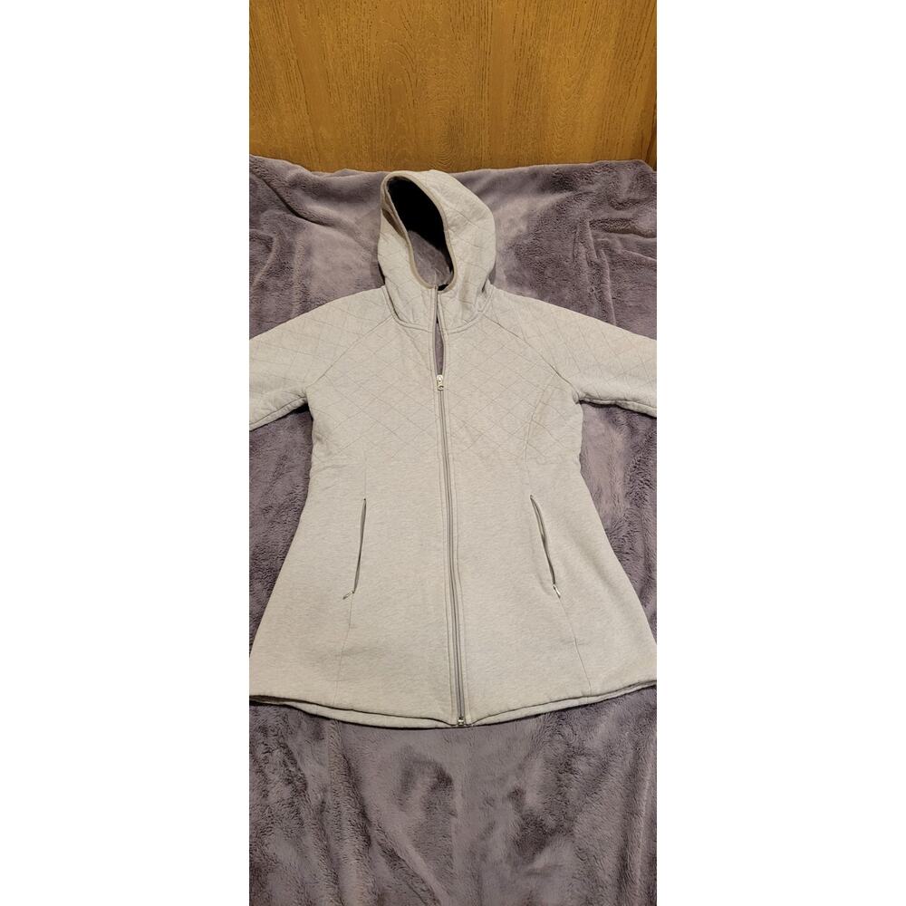 The North Face Quilted Fleece Lined Hooded Jacket Gray Womens M Full Zip Coat